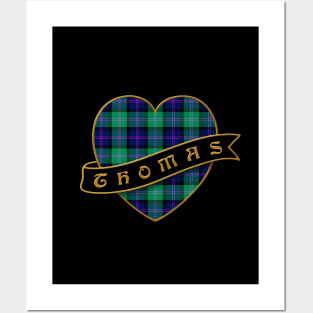 The THOMAS Family Tartan Heart & Ribbon Retro-Style Insignia Design Posters and Art